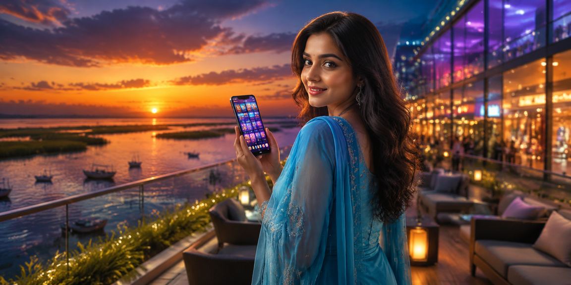 তাঙ্গুয়ার হাওরে মোবাইলে ক্যাসিনো বিশ্লেষণ দেখছেন একজন বাংলাদেশি নারী